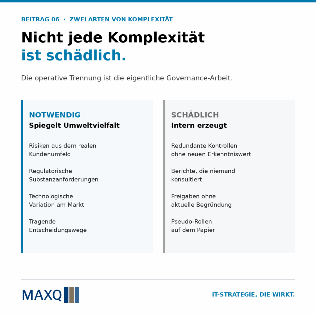 Notwendige vs. schädliche Komplexität – die wichtigste Unterscheidung.